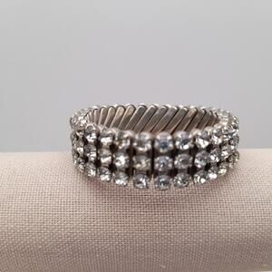 Vintage 1950s Clear Pronged Rhinestone Expansion Bracelet - Made in Japan